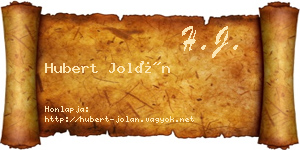 Hubert Jolán névjegykártya